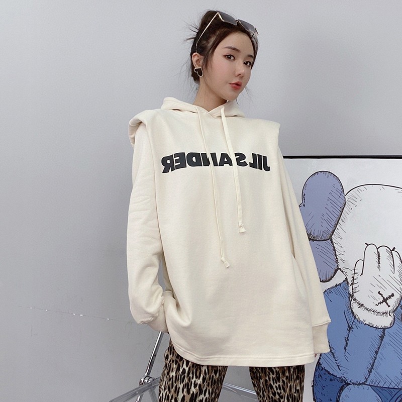 21-22AWジルサンダー パーカー 偽物 ロゴ刺繍 スウェットフーディー 